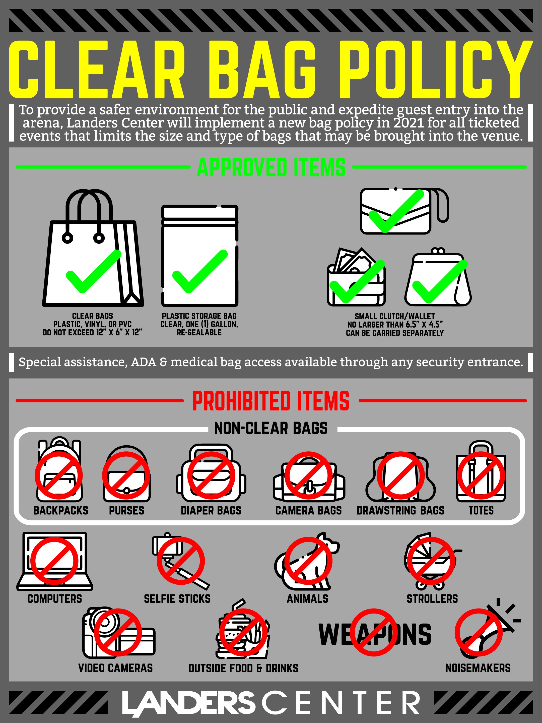 Clear Bag Policy | Landers Center
